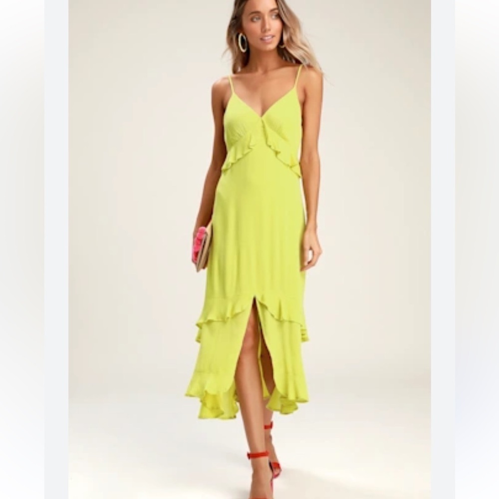 Lulu's Vibrant Lime High-Low Dress